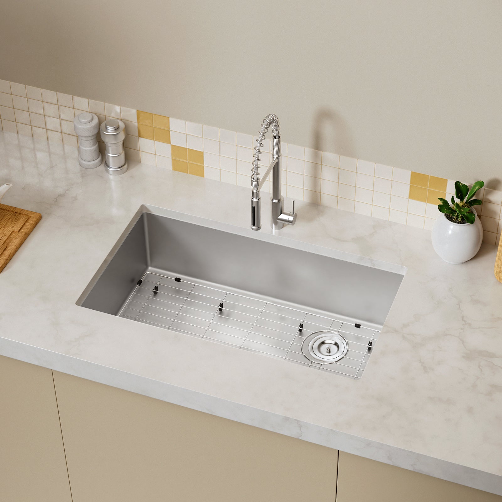 TECASA Undermount Sink Single Bowl Stainless Steel Sink with