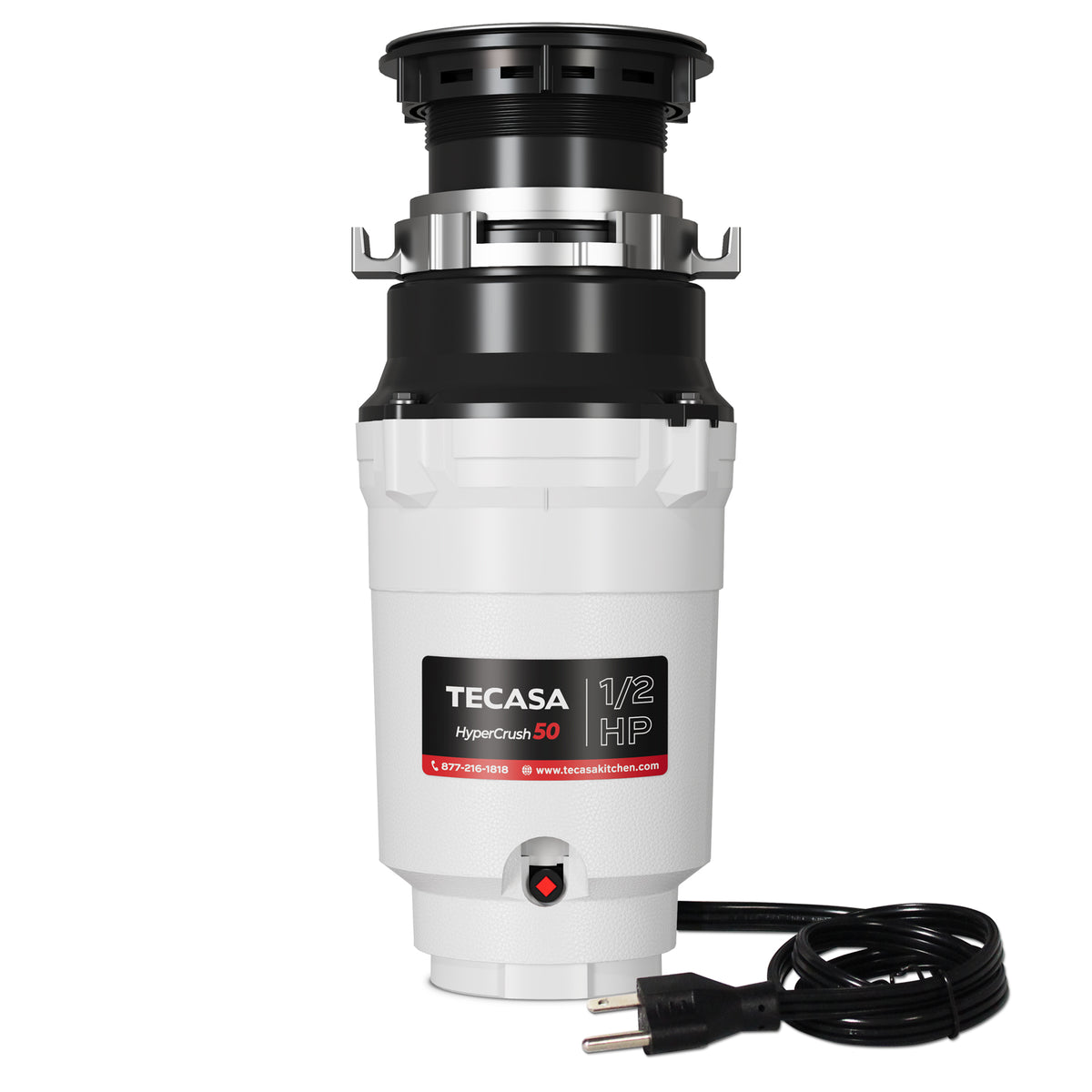 Tecasa HyperCrush 50 1/2 HP Twist-and-Lock Continuous Feed Garbage Disposal Kitchen Sink Food Waste