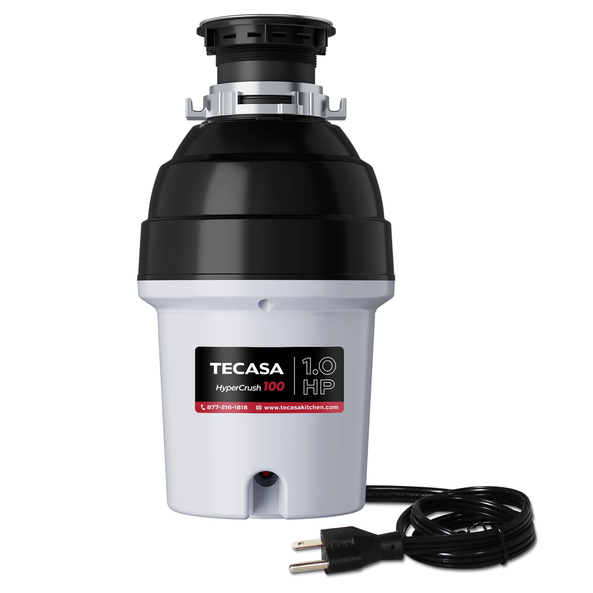 Tecasa HyperCrush 100 1.0 HP Twist-and-Lock Continuous Feed Garbage Disposal Kitchen Sink Food Waste