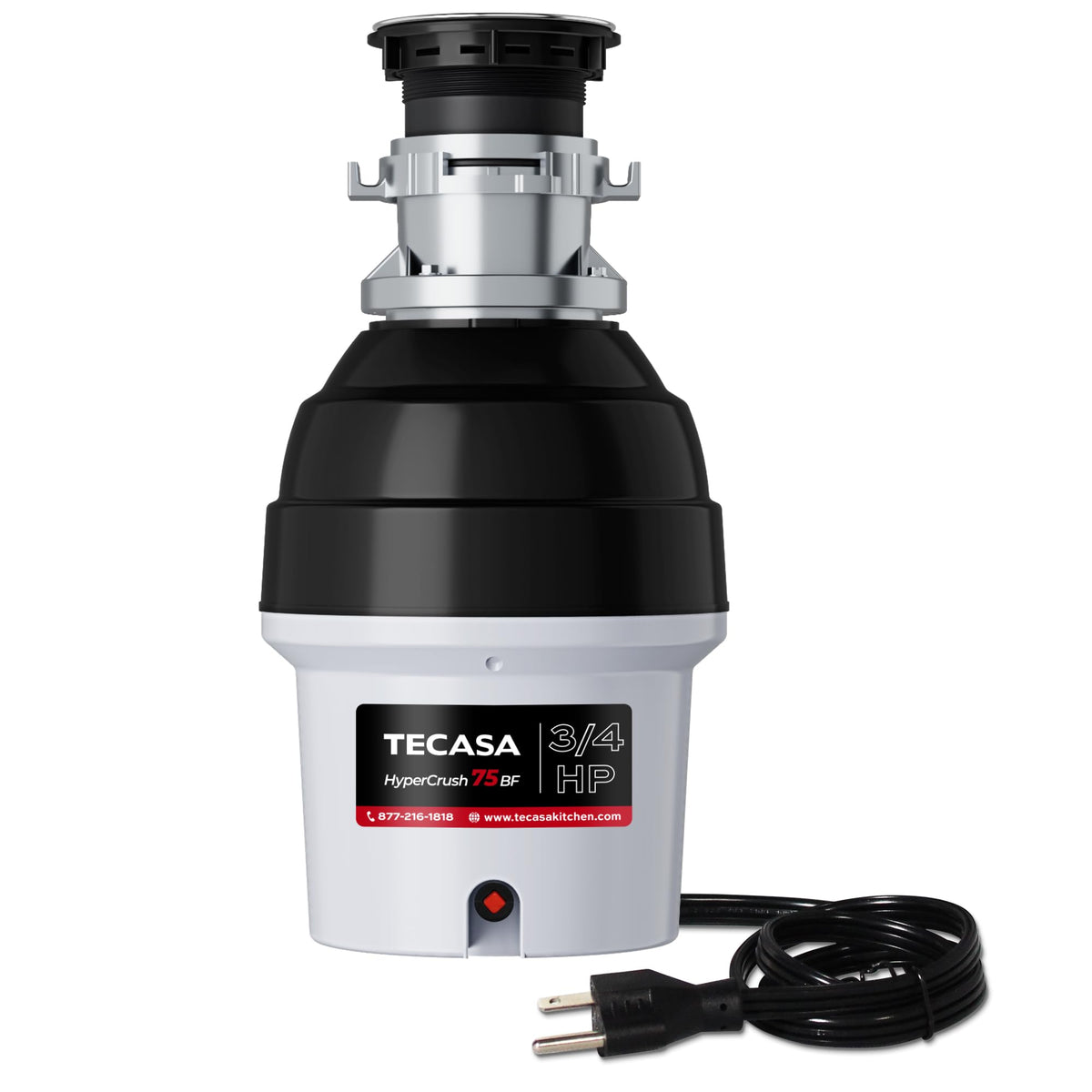 Tecasa HyperCrush 75 3/4 HP Twist-and-Lock Batch Feed Garbage Disposal Kitchen Sink Food Waste