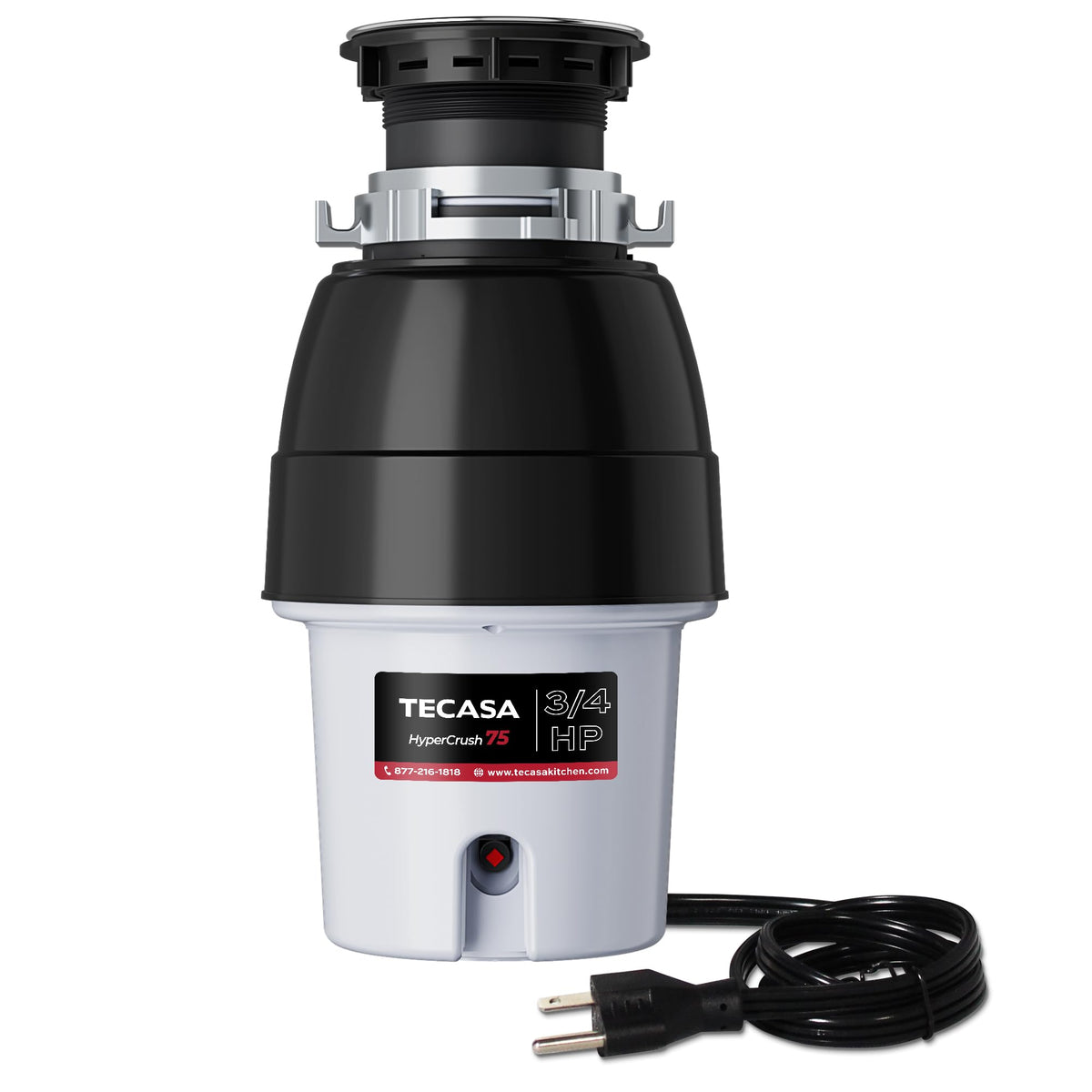 Tecasa HyperCrush 75 3/4 HP Twist-and-Lock Continuous Feed Garbage Disposal Kitchen Sink Food Waste