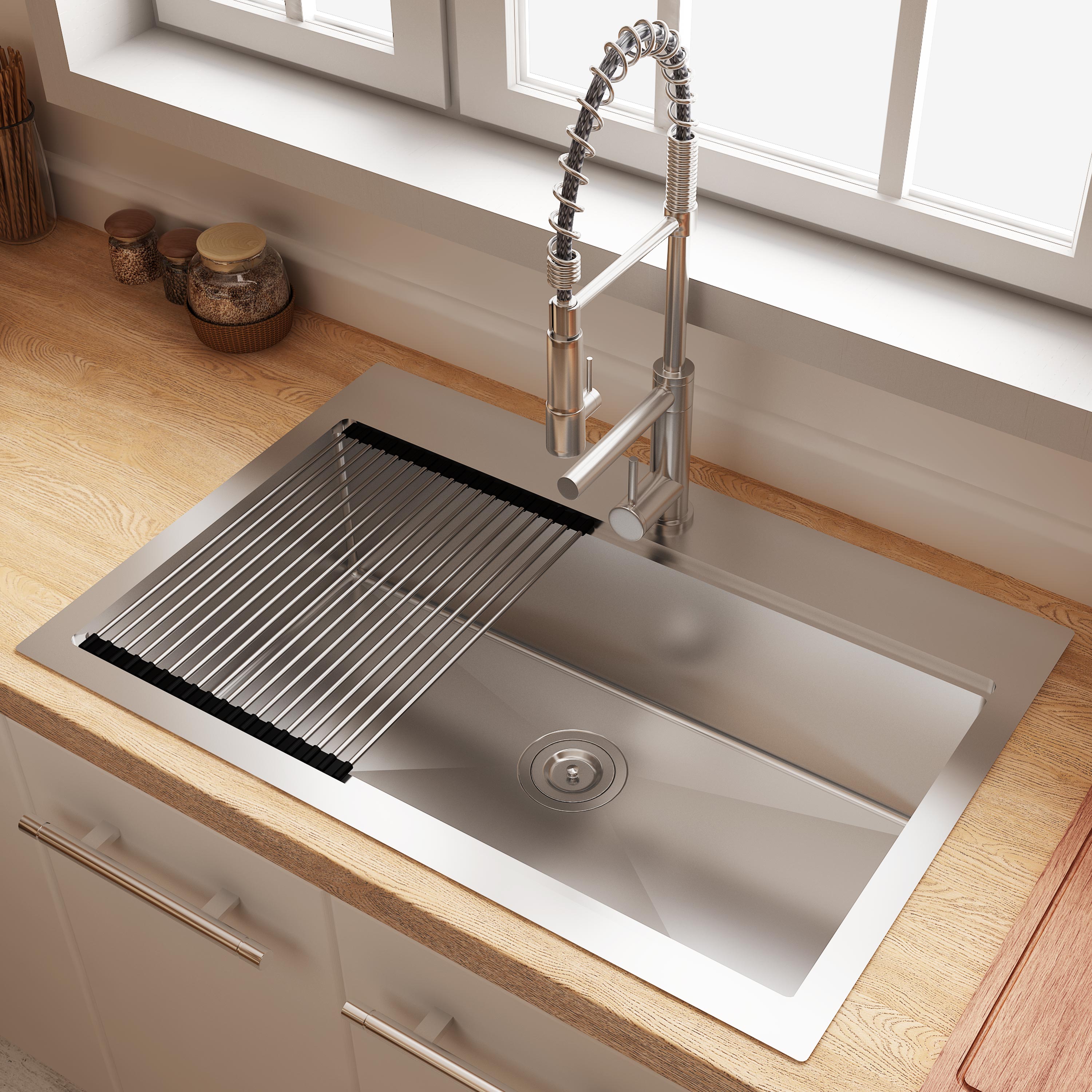 All-In-One Stainless Steel Kitchen Sink Set with Fixtures and Accessories