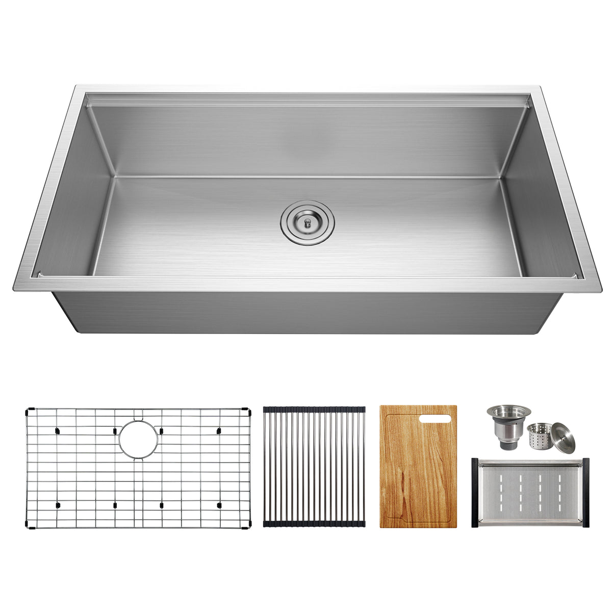 TECASA Undermount Deep Single Bowl—36 inch Workstation Kitchen Sink