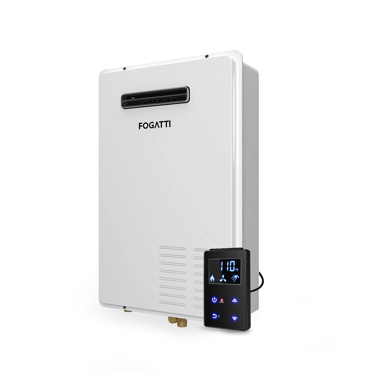Propane Gas Tankless Water Heater, FOGATTI Outdoor 7.5 GPM, 170,000 BTU White Instant Hot Water Heater, InstaGas Comfort 170S Series