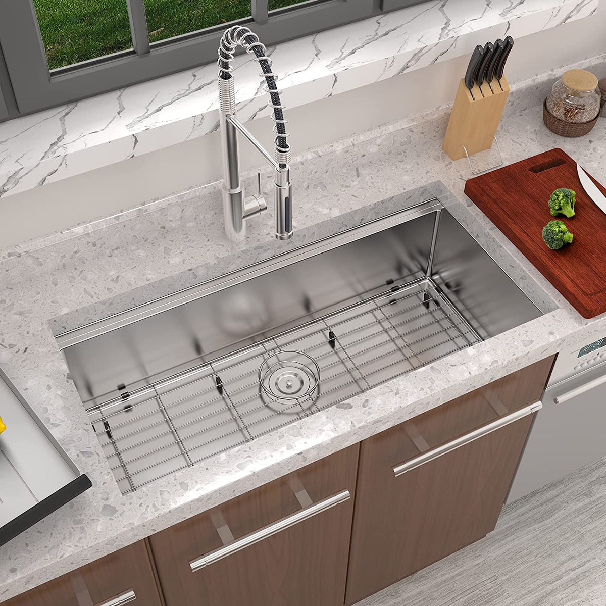 TECASA 36" Single bowl Undermount Workstation Kitchen Sink (36" x 18" x 10")